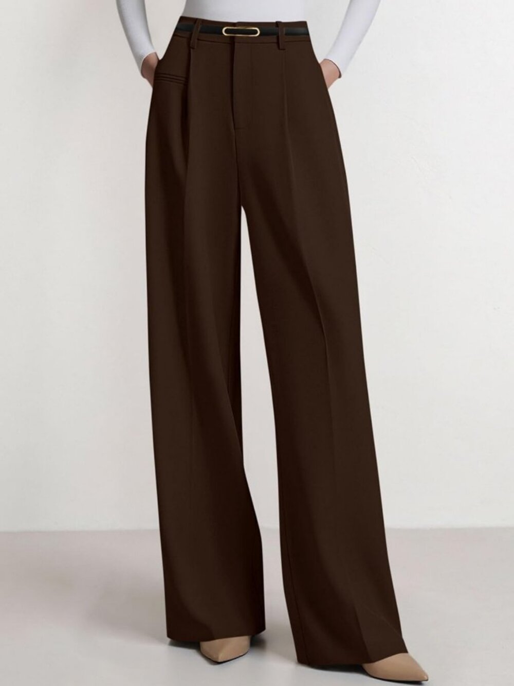 Chic Women's Tailored Wide Leg Work Pants | Stylish Office Trousers for All-Day - Picture 3 of 6